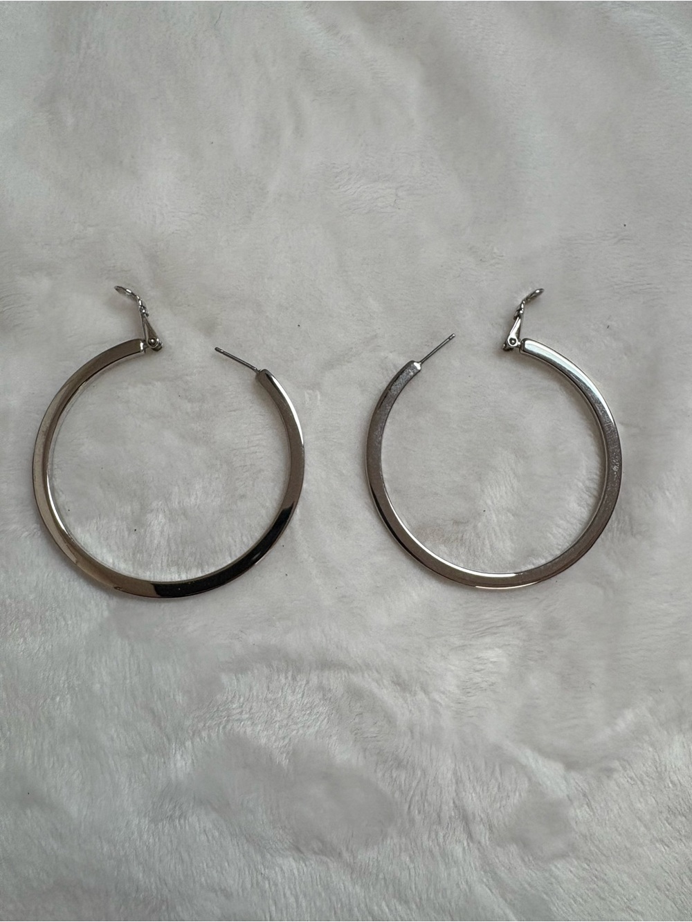 Large Classic Silver Hoop Earrings - see 2nd photo for size reference